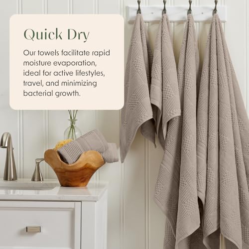 Springtree Home 100% Cotton Bathroom Towel Set | 6 Piece Set - Brown Bath Towels | Geometric Textured Design | Absorbent & Quick-Dry | Oeko-TEX® Standard 100 Cotton | Myla Collection - Cobblestone - color: Cobblestone, size: 6 Piece Set