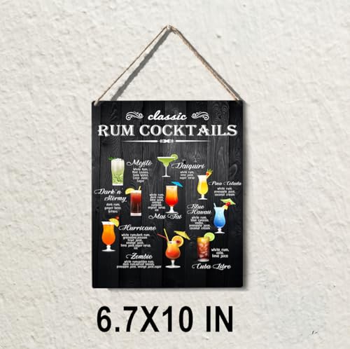wall-pediments MP 482 Classic Rum Cocktails Guide Plaque, 6.7 x 10 Inches Home Bar Decor - color: Generic 9967