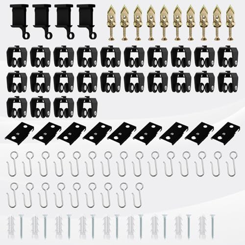 Flexible Ceiling Curtain Track Ceiling Mount, Curved Curtain Rod, Sliding Curtains Track, Room Divider, Shower Curtain Rod, Wall Divider, (Black, Accessory Pack) - color: Black, size: Accessory Bag