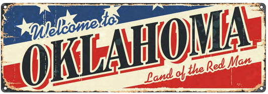 Welcome to US City Metal Wall Decor OKLAHOMA Metal Tin Sign Decorative Plaque Farmhouse Country Home Decor 4" X 16" - color: sign4