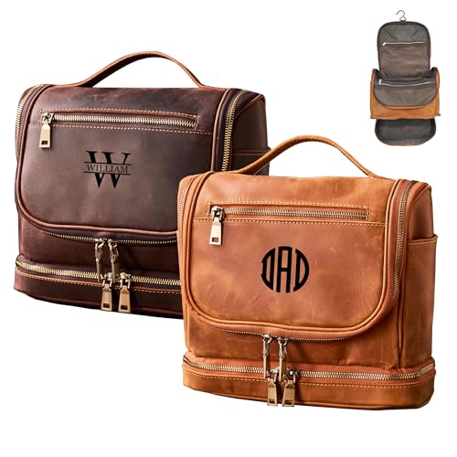 EURYNOME Travel Toiletry Bag For Men, Genuine Leather Shaving Dopp Kit Bottom Storage Holds More (11x8.6x4.7)-Mens Toiletry Bag -Leather Makeup Cosmetic Organizer Kit - Men Travel Toiletries Bag - color: Customize