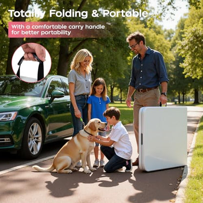 FDW 8FT Folding Table, Portable Fold-in-Half Plastic Picnic Party Table with Carrying Handle (White, 8FT) - color: White, size: 8 FT 94"x29"