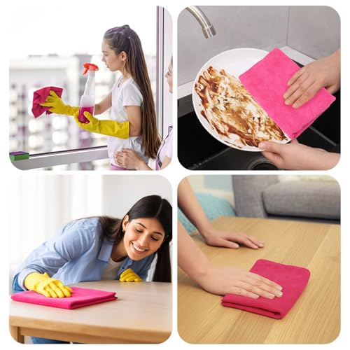 6 Pcs Multicolor Extra Large Microfiber Cleaning Cloth 30 x 20 Inch Reusable Thick Cleaning Towel Washable Solid Color Microfiber Towel for Home Office Window Cars Glass