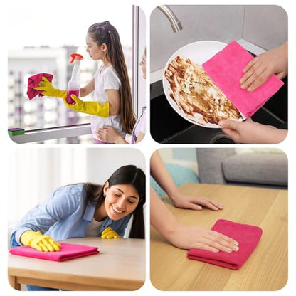 6 Pcs Multicolor Extra Large Microfiber Cleaning Cloth 30 x 20 Inch Reusable Thick Cleaning Towel Washable Solid Color Microfiber Towel for Home Office Window Cars Glass