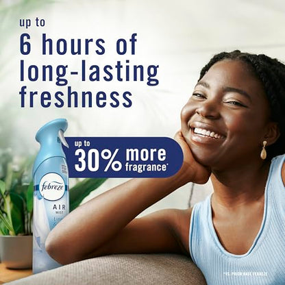 Febreze Air Mist, Air Freshener Spray, Odor Fighting Room Spray, Deodorizer for Home Bathroom Kitchen Office Apartment Dorm Room Classroom, Heavy Duty Crisp Clean Scent, 8.1oz, (Pack of 6) - style: HD Crisp Clean