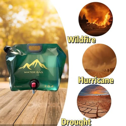 Collapsible 2-Gallon Water Jug Portable Camping Bag with Leak-Proof Spigot Durable BPA-Free 8L Collapsible Water Container for Hiking Camping Emergency Prep (Green) - color: Green