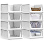 yazi Stackable Storage Bins,8 Pack Foldable Plastic Wardrobe Clothes Organizer Drawer Shelf Storage Basket Container Plastic Drawer Organizer Shelf Baskets Folding Containers Bins Cubes - size: 8L