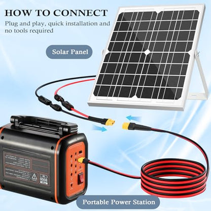 MOOKEERF XT60 Extension Cable 10AWG 25FT XT60 to XT60 Cable with Male to Female Connector for Portable Power Station Solar Panel RC Battery - size: 25FT