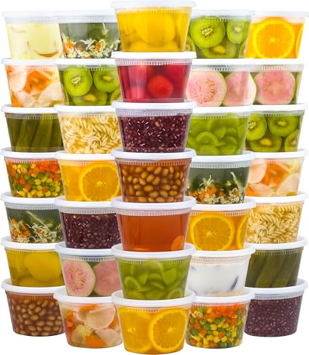 Dealusy 50 Set 16 oz Deli Containers with Lids, Leak-Proof BPA Free Plastic Take Out Bowls, Food Storage Containers for Takeout Meal Prep Storage, Freezer, Microwave & Dishwasher Safe - size: 16 oz