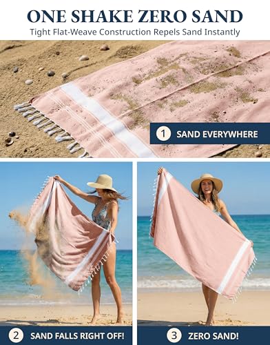 LANE LINEN Large Pool Towels, XL Beach Towel 2 Pack, Pre-Washed, No Shrink, Quick Dry Oversized Beach Towels, Stylish Beach Towel for Women, Sand Free Towel, 39"x71" - Quartz Pink - color: 24: Quartz Pink, size: Pack of 2