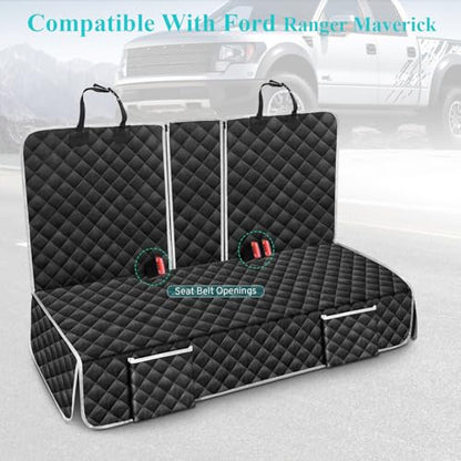 Dog Car Seat Cover Compatible with Ford Ranger/Maverick Hybrid XL XLT Lariat Limited Platinum 4Door Back Seat Accessories, Waterproof Truck Pet Bench Backseat Covers with Non-Slip Backing 2000-2026