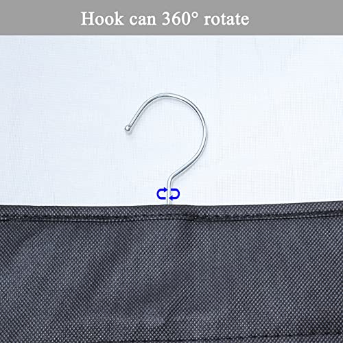 2 Pack 12 Large Pockets Hanging Shoe Organizer for Closet - Black | Rotating Hanger, for Men's Shoes, Kids Clothes, Travel Shoe Rack