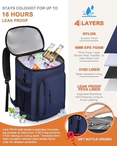 Capolo 36/45 Cans Cooler Backpack Insulated Waterproof for Women Men Lunch Backpack Coolers Leak Proof Soft Cooler Bags - color: Blue, size: 36 Cans