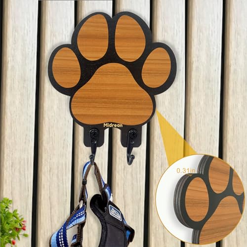 2pcs Dog Leash Holder for Wall Mount Hanger Hook,Farmhouse Wooden Dog Paws Key Rack Accessories for Rustic Home Decor - size: Single