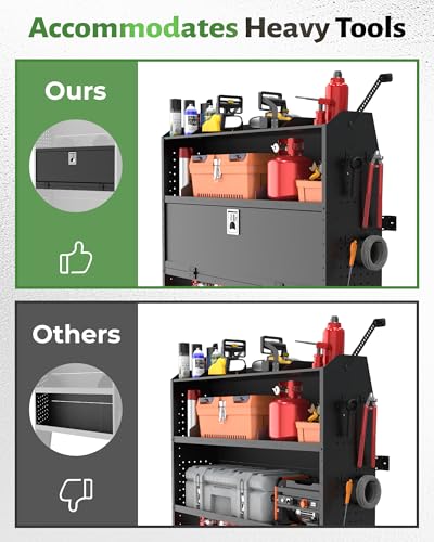 StarONE Heavy Duty Adjustable Van Shelving with Lockable Door and Hooks, 52" W x 46" H x 13" D, Fit for Transit, GMC, Chevy Express, NV, Promaster, Sprinter and Metris, Van Storage for Service Tools - size: 52" W x 46" H x 13" D