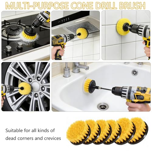 18Pack Drill Brush Power Scrubber Cleaning Brush Extended Long Attachment Set All Purpose Drill Scrub Brushes Kit for Bathroom, Car Detailing, Carpet, Tile Grout, Sinks, Corners