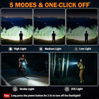 6Pack Rechargeable Flashlights High Lumens, LED Flashlight Rechargeable with LCD Digital Display, 5Modes Adjustable Flash Light, Super Bright Flashlight Powerful, Tactical Flashlights for Home - size: 6Pack