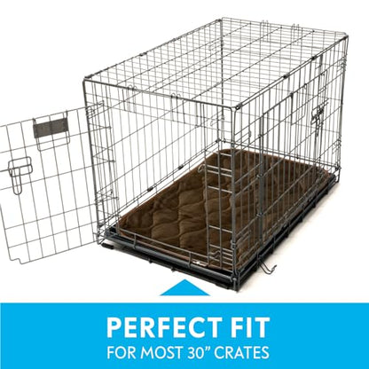 Paw Inspired Washable Padded Crate Mats for Dogs | 29” x 18” Pad, Fits 30-inch Kennels | Leakproof, Waterproof Bottom, Plush Pet Beds (Dark Brown) - color: Dark Brown, size: 30 Inch