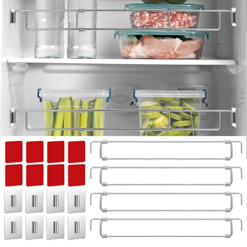 4 Pack RV Refrigerator Tension Rods, RV Fridge Secure Adjustable Bars 12.44"-22.63" for Bars Travel Trailer Motorhome Camper Accessories,Refrigerator, Cupboard, Bookshelf,Kitchen