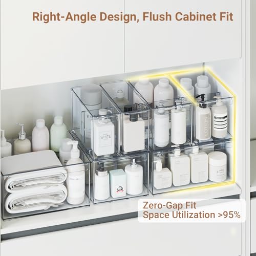 Clear Plastic Storage Bins with Dividers for Fridge Pantry Organizers and Storage Containers, 6 Pack Large Acrylic Stackable Sturdy Storage Boxes for Home Edit and Cabinet Organizers C6-4 - style: 2 Small+2 Large+2 Extra Large