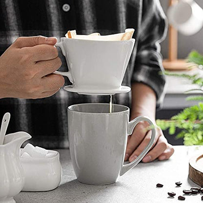 DOWAN Pour Over Coffee Maker, Non-Electric Pour Over Coffee Dripper, Manual Brew Maker, Single Cups Porcelain Slow Brewing Accessories for Gifts,White - color: White