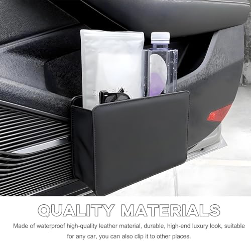 Yourkar Car Trash Can, Foldable Waterproof Leather Car Garbage Organizer Holder, Automotive Mini Dustbin Container with One Roll Trash Bag, Universal Interior Car Accessories (Brown) - color: Brown, S