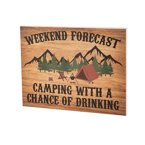 JennyGems Weekend Forecast Funny Camping Wood Sign, Camping Gifts, RV Wall Hanging, Made in USA - color: Weekend Forecast