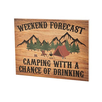 JennyGems Weekend Forecast Funny Camping Wood Sign, Camping Gifts, RV Wall Hanging, Made in USA - color: Weekend Forecast