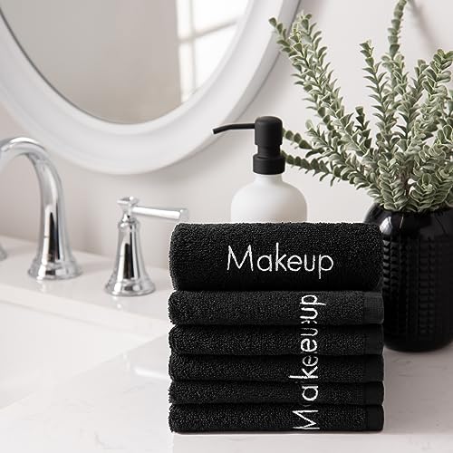 Arkwright Makeup Remover Cloths 6 Pack - 100% Cotton Face Towels, Soft Reusable Washcloths, Gentle Facial Cleansing for Waterproof Makeup, 13 x 13, Black - color: Black, size: 13 x 13 in