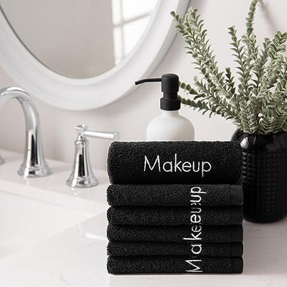 Arkwright Makeup Remover Cloths 6 Pack - 100% Cotton Face Towels, Soft Reusable Washcloths, Gentle Facial Cleansing for Waterproof Makeup, 13 x 13, Black - color: Black, size: 13 x 13 in