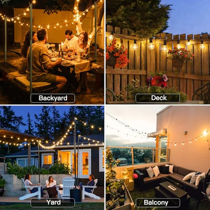 50FT Outdoor String Lights with Remote, 25 + 2 Spare G40 LED Bulbs Plug in Connectable Dimmable Patio Lights, Waterproof Hanging Lights for Patio Porch Garage Cafe - style: 50FT-G40(Remote+Dimmer)