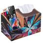 BLIENCE PU Leather Square Tissue Box Cover - Multi-Functional Tissue Box Holder, Tissue Box Cover with Storage,Tissue and Remote Control Holder, Cube Tissue Box Organizer Bedroom Nightstand End Table - color: Butterfly
