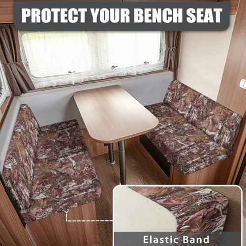 SEANATIVE Camo Hunting RV Couch Cushion Cover Camper Dinette Sofa Cover Non Slip Travel Trailer Couch Protective Cover 2 Slipcovers RV Accessories for Inside - color: Camo Hunting