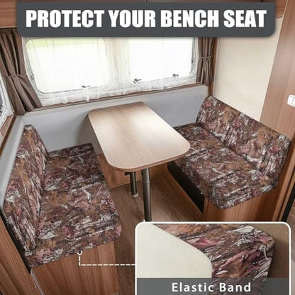 SEANATIVE Camo Hunting RV Couch Cushion Cover Camper Dinette Sofa Cover Non Slip Travel Trailer Couch Protective Cover 2 Slipcovers RV Accessories for Inside - color: Camo Hunting