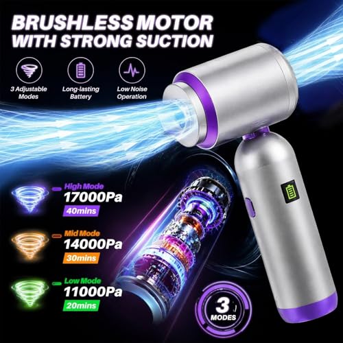 Bug Vacuum Catcher, Mini Handheld Car Vacuum Portable Cordless, 180° Foldable, 17KPa Powerful Suction, Rechargeable Cleaner for Insects, Spiders, Home, Travel & Garden, AeroVac Car Vacuum V15 Pro