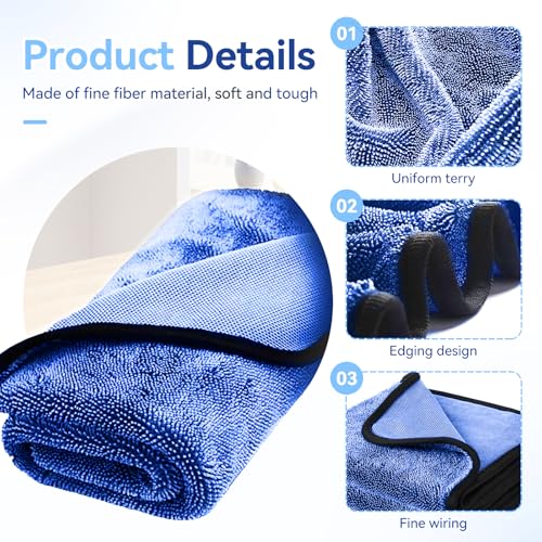 Shiny Cleaning Wipes, 3Pcs Super Absorbent Microfiber Bath Towels for Effortless Cleaning of Windows, Bathroom, Car & Home Toilet -Shiny Cleaning Wipes Shower Cleaning Cloths（15.7x23.6in） - color: Blue