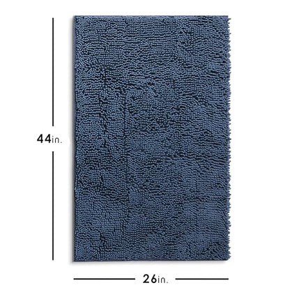 Hearth & Harbor Bathroom Rugs, Chenille Bath Mat - Machine Washable Bath Mats for Bathroom Non-Slip Backing Rubber, Quick Dry Bathroom Mat - color: Navy Blue, style: 26 x 44