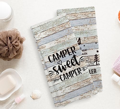 Camper Sweet Camper Camping Kitchen Towels and Dishcloths Sets of 2,Campsite Cabin RV Absorbent Drying Cloth Hand Towels Tea Towels for Bathroom Kitchen,Gifts for Campers Camping Lovers,16×24 inches - color: Recreational Vehicle-1