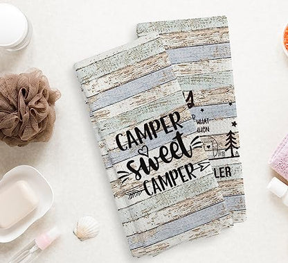 Camper Sweet Camper Camping Kitchen Towels and Dishcloths Sets of 2,Campsite Cabin RV Absorbent Drying Cloth Hand Towels Tea Towels for Bathroom Kitchen,Gifts for Campers Camping Lovers,16×24 inches - color: Recreational Vehicle-1