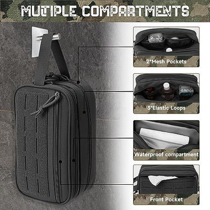 QT&QY Tactical Toiletry Bag For Men Hygiene Bag EDC Military Tool Molle Pouches Small Dopp Kit Mens Shaving Kit Travel shower Bags - color: 1 US Black