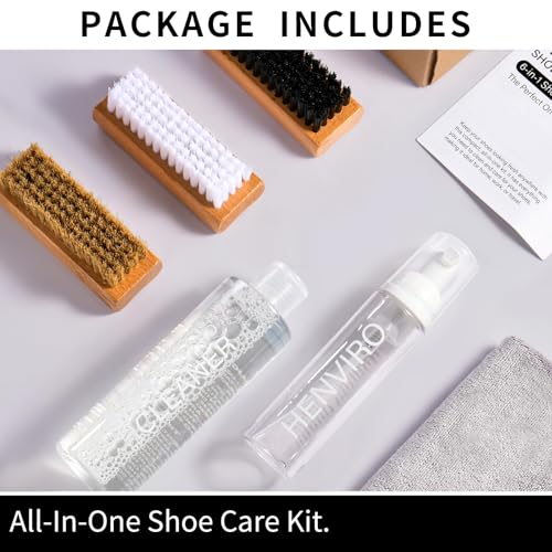 Shoe Cleaner Kit for Sneaker - 8.5 Oz Shoe Cleaning Kit with Shoe Brushes & Towel, White Shoe Sneaker Cleaner Kit, Suede Shoe Cleaner for Suede Mesh Leather Knit, and Most Materials