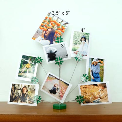 8-Branch Family Tree Picture Frame Holder, Card Photo Clips Holder Desk Stand for Memo Paper Note Photo Christmas Wedding Card Display (Green Clover) - style: Clover