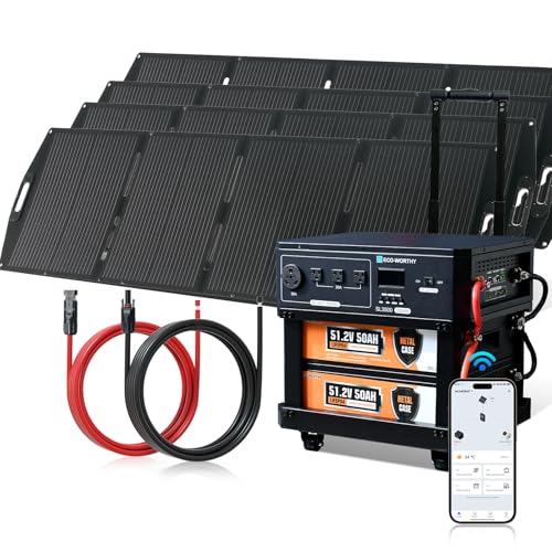 ECO-WORTHY 5120Wh Portable Power Station SL3500 with 4×200W Portable Solar Panels, 120V 3500W AC Output Camping Kit Emergency Backup Home Blackout RV