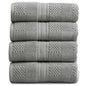 Springtree Home 100% Cotton Bath Towel Set of 4 | Grey Towels | Geometric Textured Design | Absorbent & Quick-Dry | 4 Bath Towels | Oeko-TEX® Standard 100 Cotton | Myla Collection - Carbon - color: Carbon, size: Bath Towel (4 Pack)