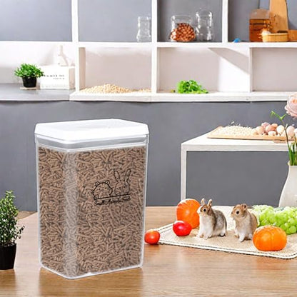Pet Treat Storage Container,Clear Airtight Food Container One Button Opening Food Containers,with Handled Lid and Measuring Spoon Clear,for Storage Hamster Sand,Rabbit Food,Rabbit Nuggets Etc