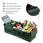 Car Trunk Organizer with Removable Cooler Bag - Collapsible Multi-Compartment Storage for SUV Truck Groceries Camping, Durable Nylon Auto Cargo Organizer (Green)
