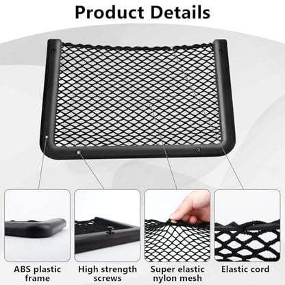2 PCS Car Net Pocket, ABS Plastic Frame Cargo Net Storage Car Pockets Phone Net, Cars Mesh Nets Pockets with Screws for Auto, RV, Boat, and Camper Storage Nets (11.8 x 7.9 Inch) - size: 11.8 x 7.9 Inch