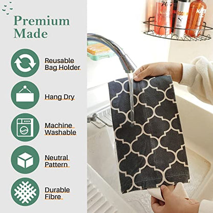 Plastic Bag Holder, Washable Grocery Bag Holder for Plastic Bags, Strong Plastic Bag Storage Dispenser with Hanging Loop, Wall Mount Trash Bag Dispenser for Home Kitchen Cabinet (Dark Grey) - color: Dark Gray