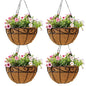 12 inch Metal Hanging Baskets For Plants Outdoor 4 Pack Round Metal Wire Hanging Basket Planter with Coco Fiber Liners Chain Round Wire Plant Holder for Garden, Patio, Deck, Porch Plants Flower Potss - size: 12 Inch, style: Flower Border