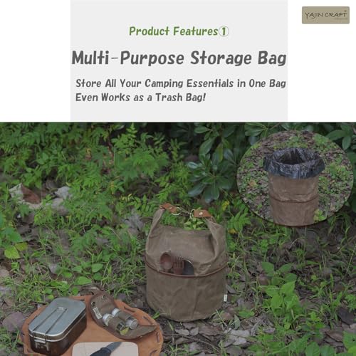 Camping Cookware Storage Bag, Canvas Camp Kitchen Organizer for Cooking Utensils, Pots, Pans & Mess Kit – Heavy-Duty Water-Resistant Outdoor Storage Case L - size: L